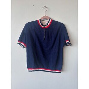 Vintage 70s Lord Blair Acrylic Quarter Zip Short Sleeve Crop Sweatshirt Medium